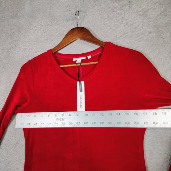 Chico's Travelers Dress Womens 0 US Small Red Allure High V-Neck Bell Sleeve NWT - Picture 8 of 12